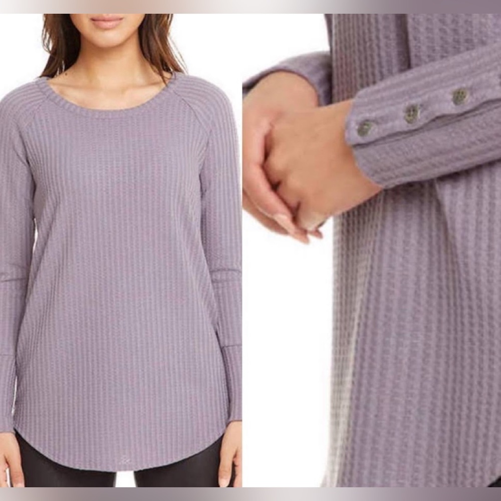 Chaser elite clothing thermal weave lavender purple top LS wrist button
